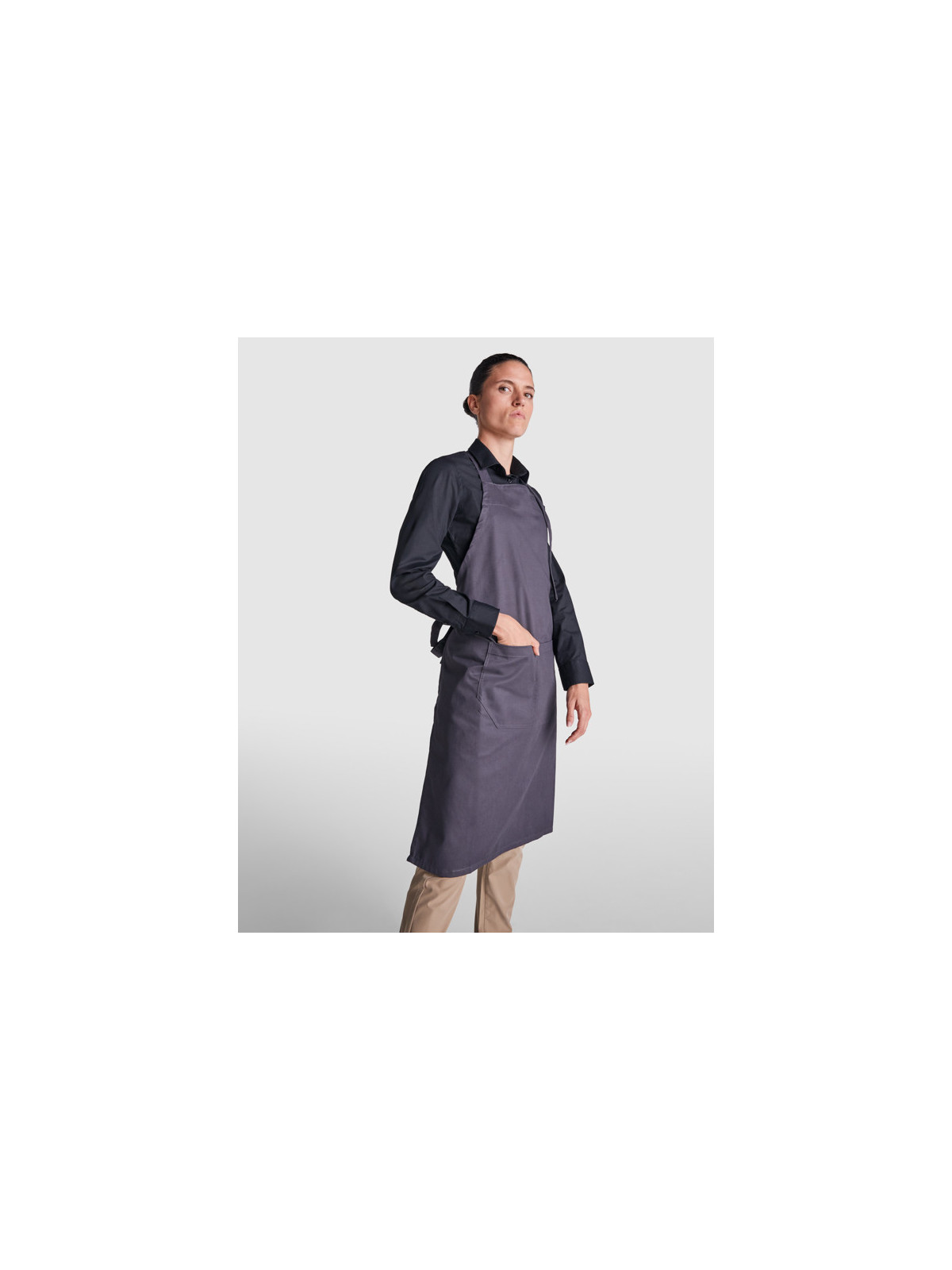Tablier long en sergé de polyester et coton recyclés BOST