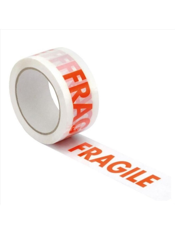 Ruban adhésif polypro blanc imprimé "FRAGILE" 100 x 50 mm - Le lot de 6 rouleaux