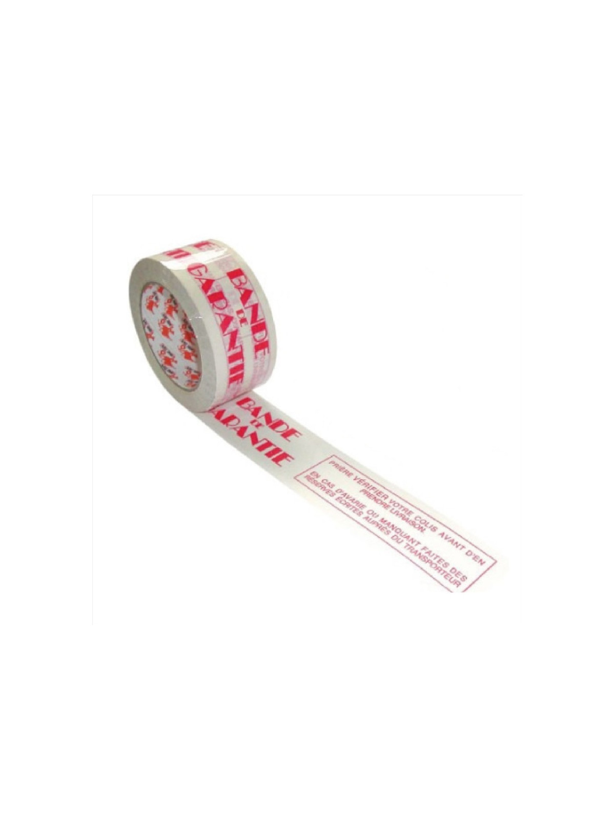 Ruban adhésif polypro blanc imprimé "BANDE DE GARANTIE" 100 x 50 mm - Le lot de 6 rouleaux