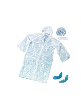 Kit visiteur : Blouse + sur-chaussures bleues + charlotte + masque - Le lot de 100