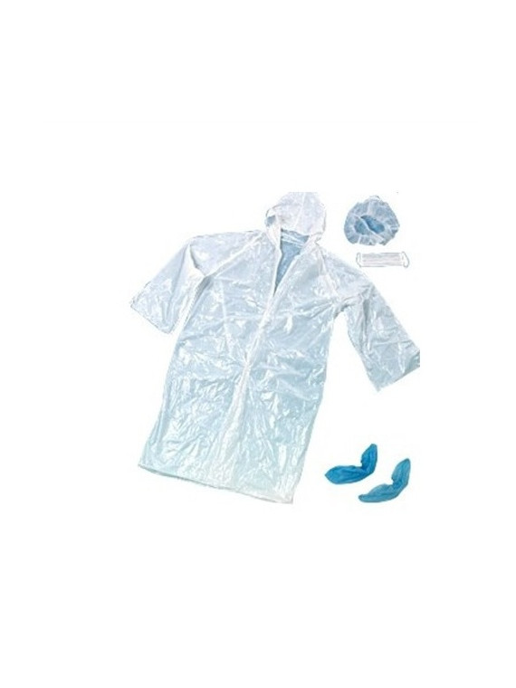 Kit visiteur : Blouse + sur-chaussures bleues + charlotte + masque - Le lot de 100