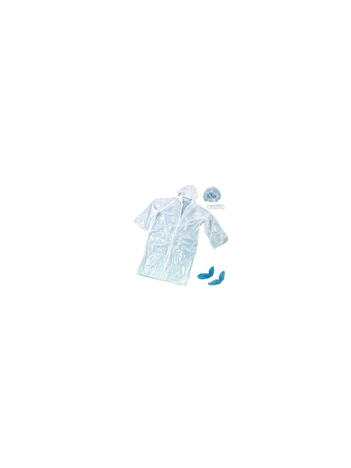 Kit visiteur : Blouse + sur-chaussures bleues + charlotte + masque - Le lot de 100