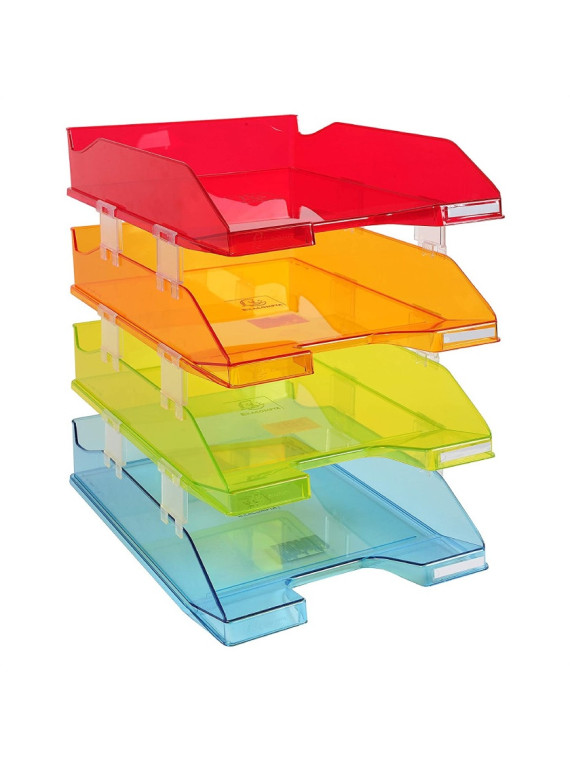 Le set de 4 bannettes à courrier Exacompta transparent Arlequin - Coloris assortis
