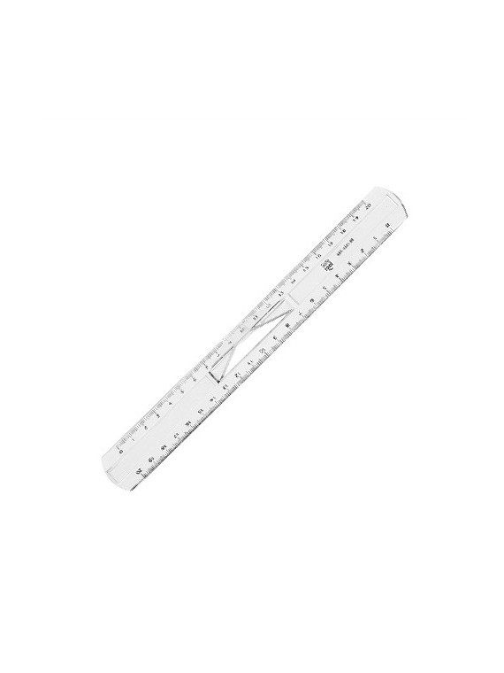 Règle plate en plastique transparente 2 biseaux - 20 cm