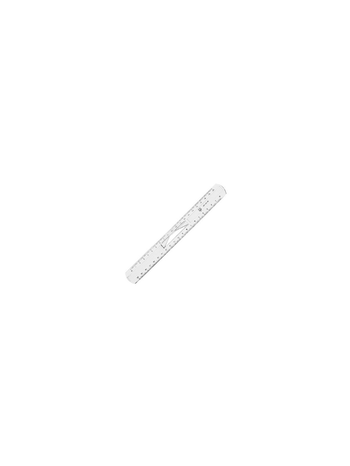 Règle plate en plastique transparente 2 biseaux - 20 cm
