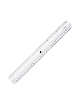 Règle plate en plastique transparente 2 biseaux - 30 cm