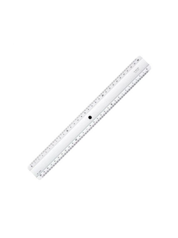 Règle plate en plastique transparente 2 biseaux - 30 cm
