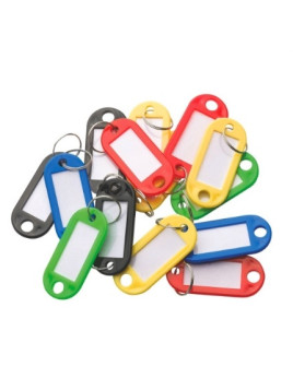 Porte clés assortis avec étiquettes - 56 x 22 mm - Le lot de 10