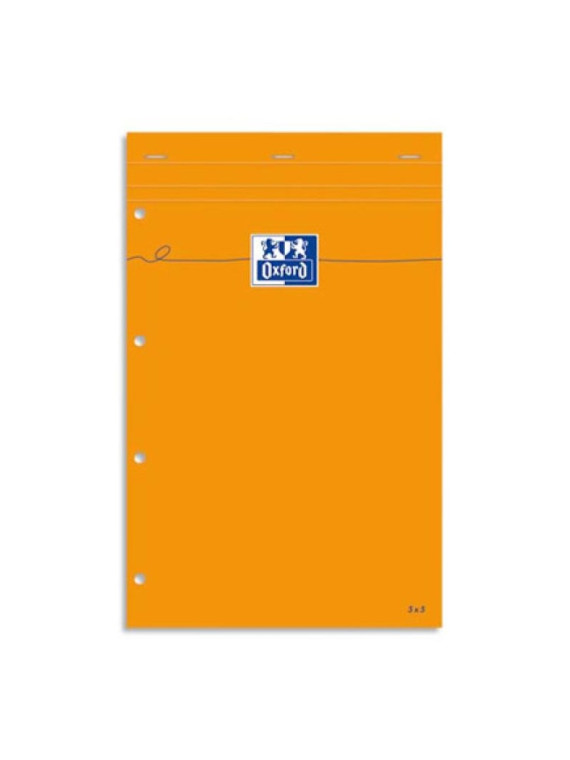 Bloc de bureau A4 OXFORD perforé - 80 feuilles - Quadrillé 5x5 - Le lot de 2 blocs