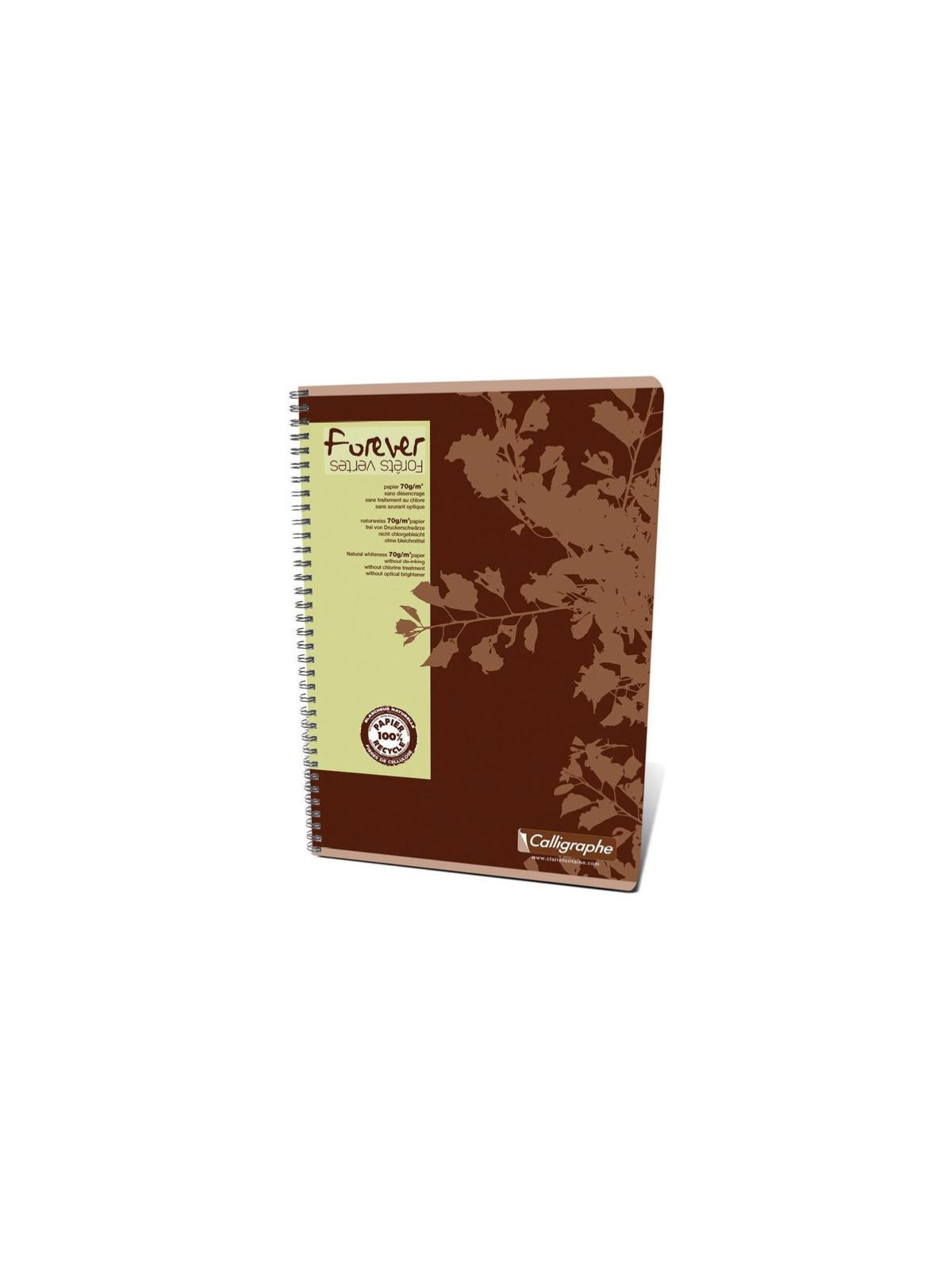 Cahier Calligraphe Forever 100% recyclé A4 - Spirales - 180 pages - Quadrillé 5x5 - 21 x 29,7 cm - Lot de 5