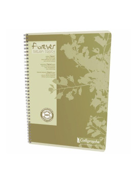 Cahier Calligraphe Forever 100% recyclé A4 - Spirales - 180 pages - Ligné 8 mm - 21 x 29,7 cm - Lot de 5