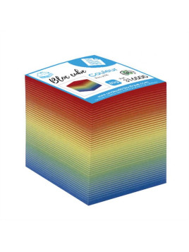 Bloc cube arc en ciel papier couleur recyclé 90g - 620 feuilles - Le bloc