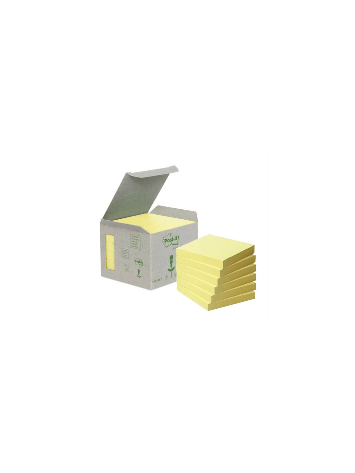 Notes POST-IT 100% recyclé 76 x 76 mm - Jaune - Lot de 6 blocs