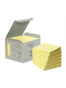 Notes POST-IT 100% recyclé 76 x 76 mm - Jaune - Lot de 6 blocs