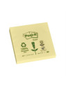 Notes POST-IT 100% recyclé 76 x 76 mm - Jaune - Lot de 6 blocs