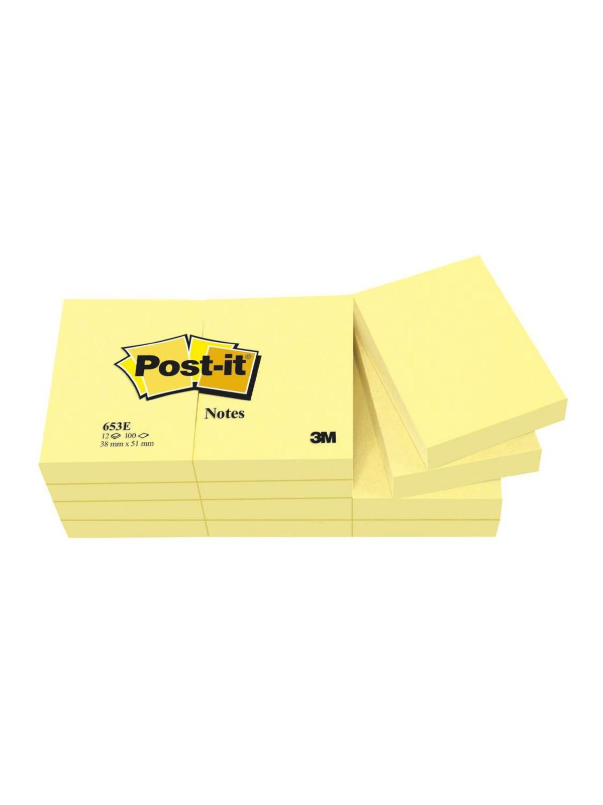 Notes POST-IT 38 x 51 mm - Jaune - Le lot de 12 blocs