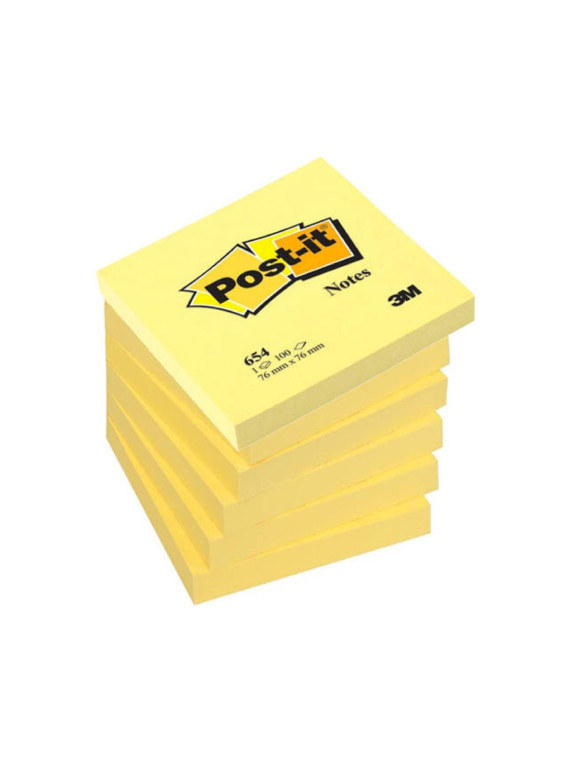 Notes POST-IT 76 x 76 mm - Jaune - Le lot de 6 blocs