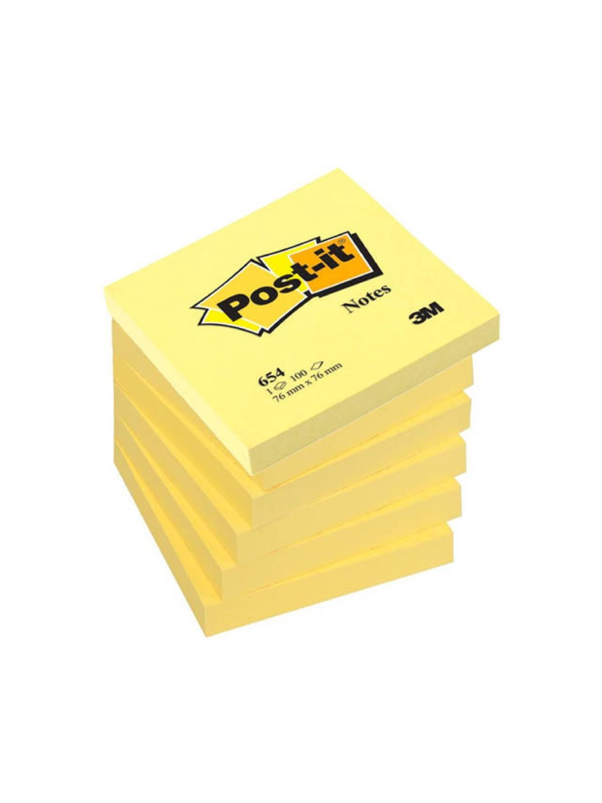 Notes POST-IT 76 x 76 mm - Jaune - Le lot de 6 blocs