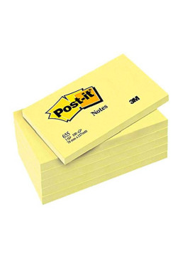 Notes POST-IT 76 x 127 mm - Jaune - Le lot de 6 blocs