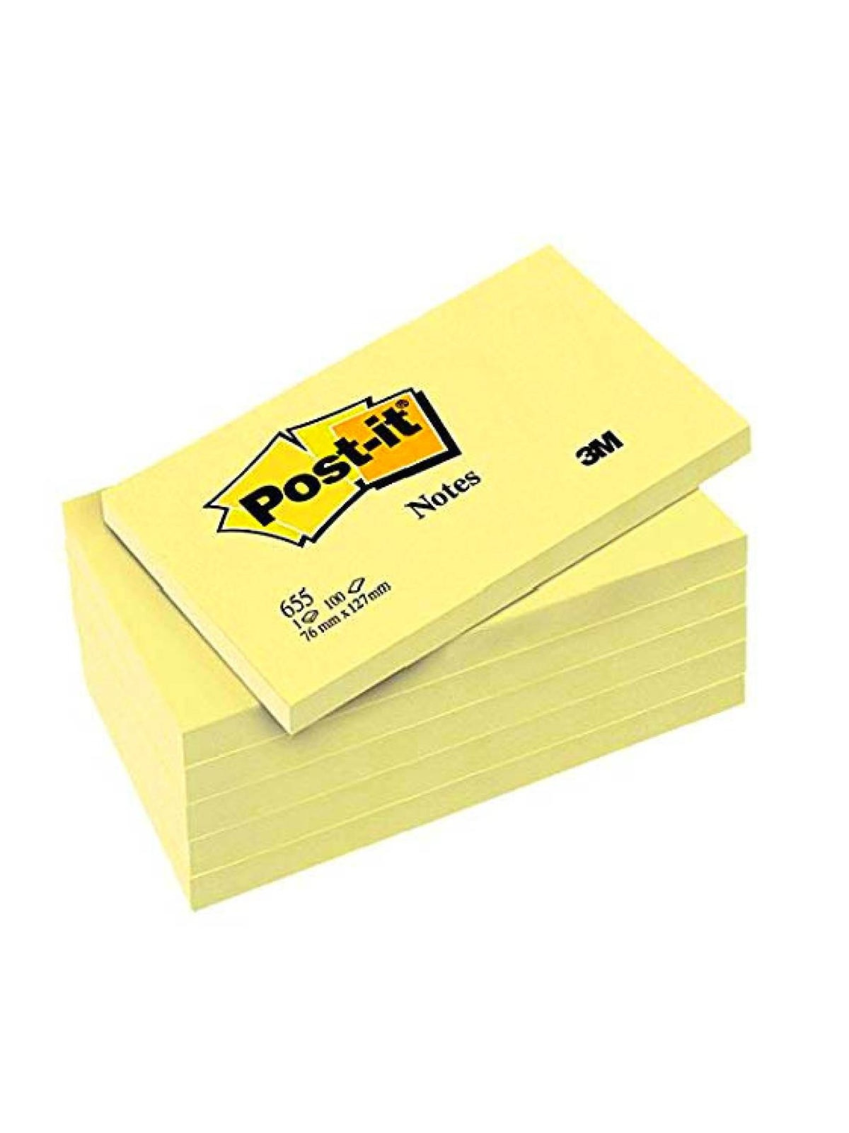 Notes POST-IT 76 x 127 mm - Jaune - Le lot de 6 blocs