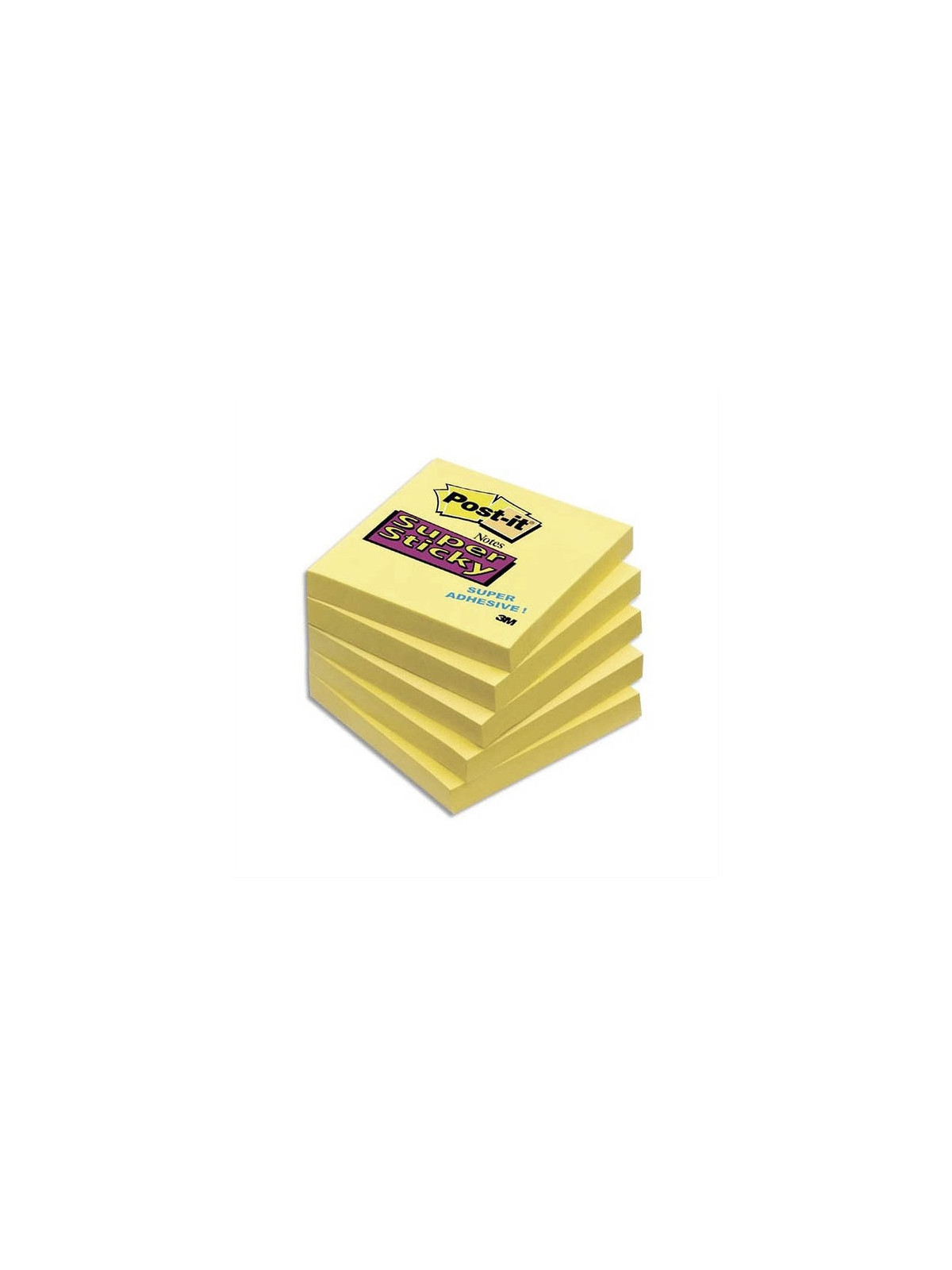 Notes POST-IT Super Sticky 76 x 76 mm - Jaune - Le lot de 6 blocs