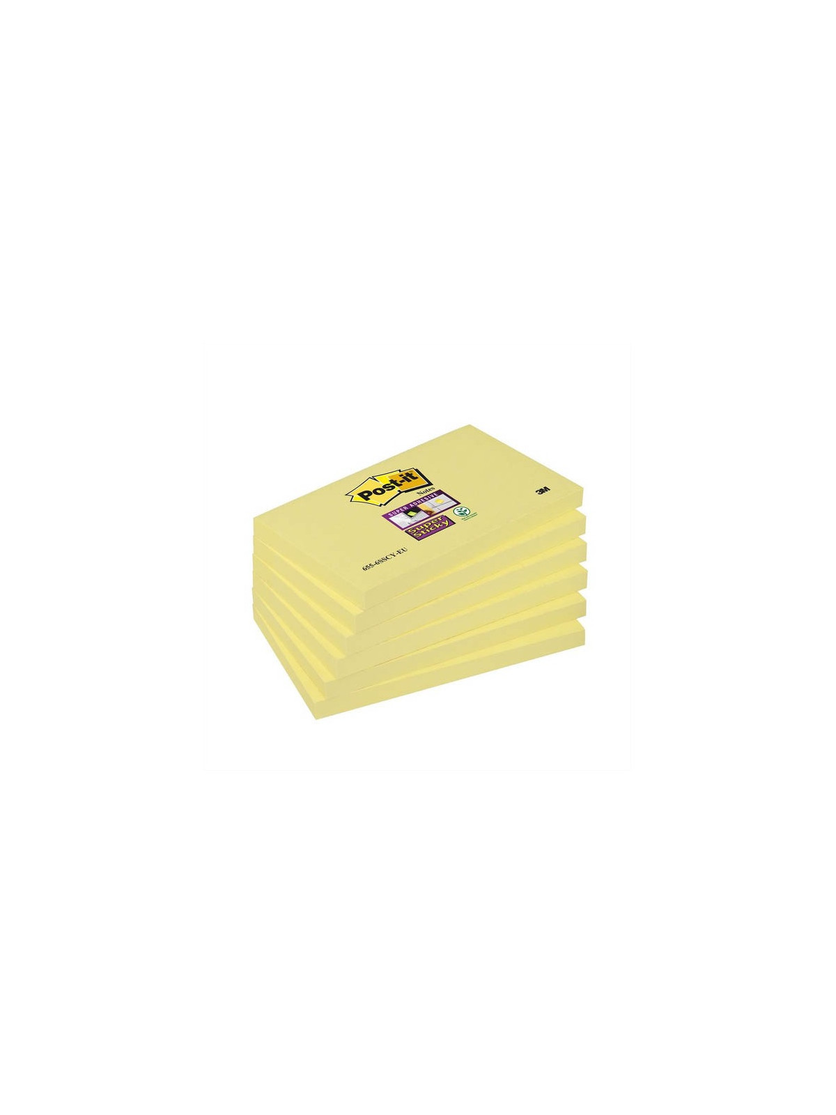 Notes POST-IT Super Sticky 76 x 127 mm - Jaune - Le lot de 6 blocs