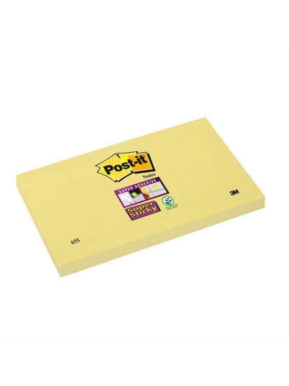 Notes POST-IT Super Sticky 76 x 127 mm - Jaune - Le lot de 6 blocs