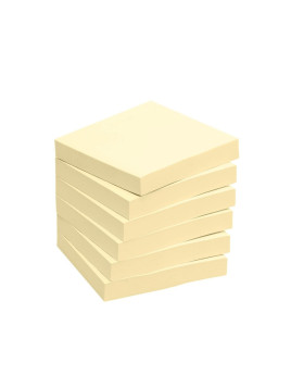 Notes à coller 76 x 76 mm - Jaune pastel - Le lot de 6 blocs