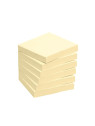 Notes à coller 76 x 76 mm - Jaune pastel - Le lot de 6 blocs