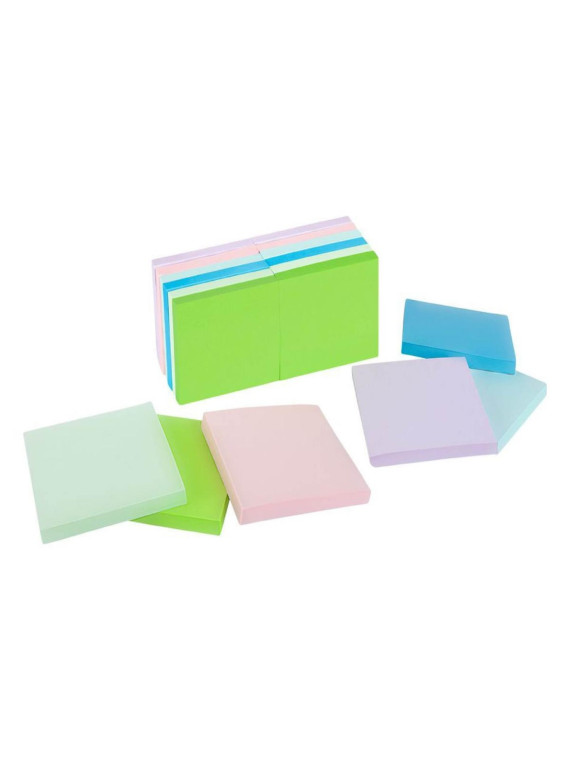 Notes à coller 76 x 76 mm - Coloris pastel assortis - Le lot de 6 blocs