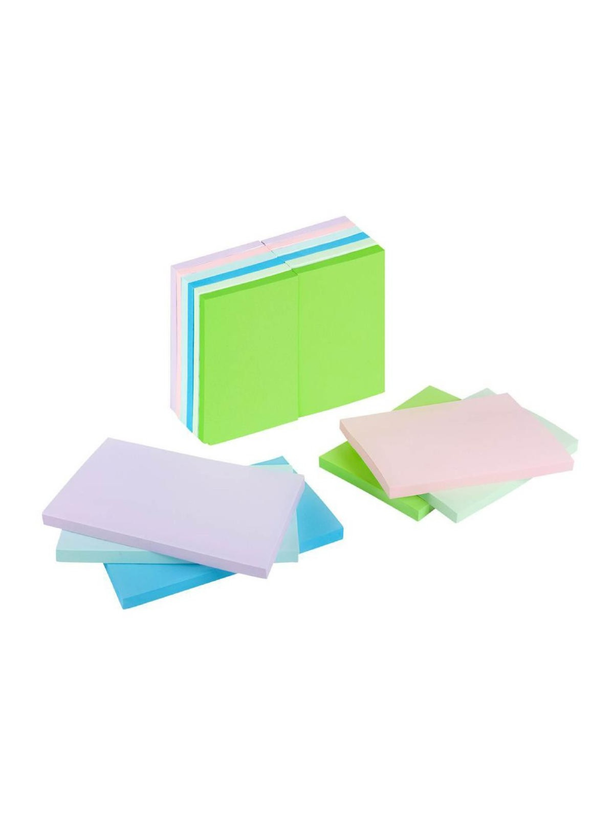 Notes à coller 76 x 127 mm - Coloris pastel assortis - Le lot de 6 blocs