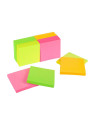 Notes à coller 76 x 76 mm - Coloris néons assortis - Le lot de 6 blocs