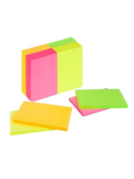 Notes à coller 76 x 127 mm - Coloris néons assortis - Le lot de 6 blocs