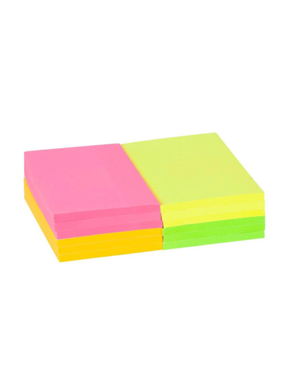 Notes à coller 76 x 127 mm - Coloris néons assortis - Le lot de 6 blocs