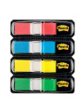 Distributeur de marque-pages Post-it étroits 11,9 x 43,2 mm - Le lot de 4 blocs - Coloris classiques assortis