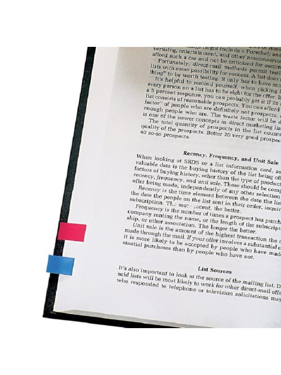 Distributeur de marque-pages Post-it étroits 11,9 x 43,2 mm - Le lot de 4 blocs - Coloris classiques assortis