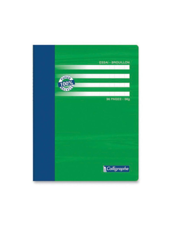 Cahier de brouillon piqûre A5 Calligraphe ECORESPONSABLE 17 x 22 cm 96 pages ligné & margé - Le lot de 5