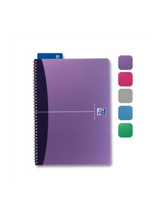 Cahier spiralé Oxford Essential ­ 17,6 x 25 cm ­ 180 pages ­ 5x5 couverture carte souple assortie 5 coloris