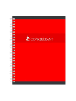 Cahier Conquérant A5 - 17x22 cm - Spirale 100p - Ligné & Margé - Le lot de 5