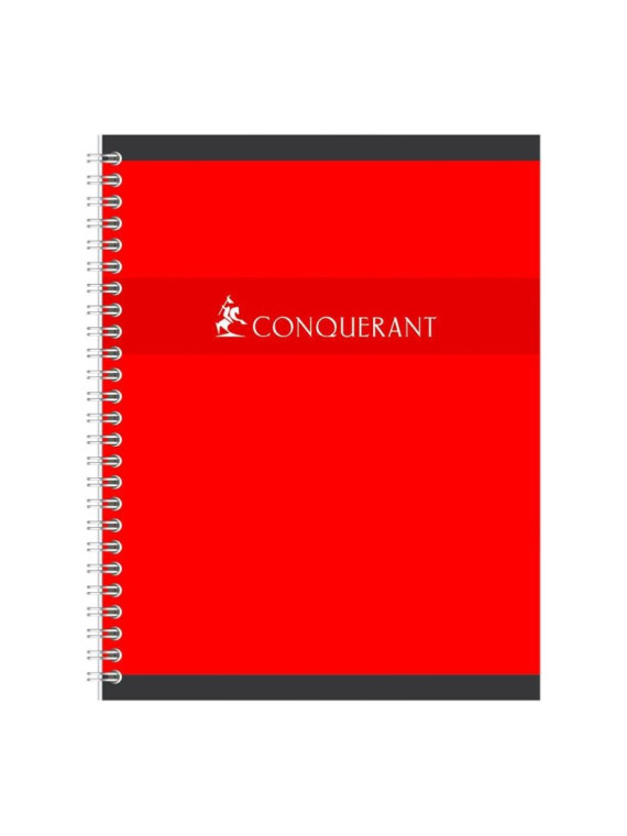Cahier Conquérant A5 - 17x22 cm - Spirale 100p - Ligné & Margé - Le lot de 5