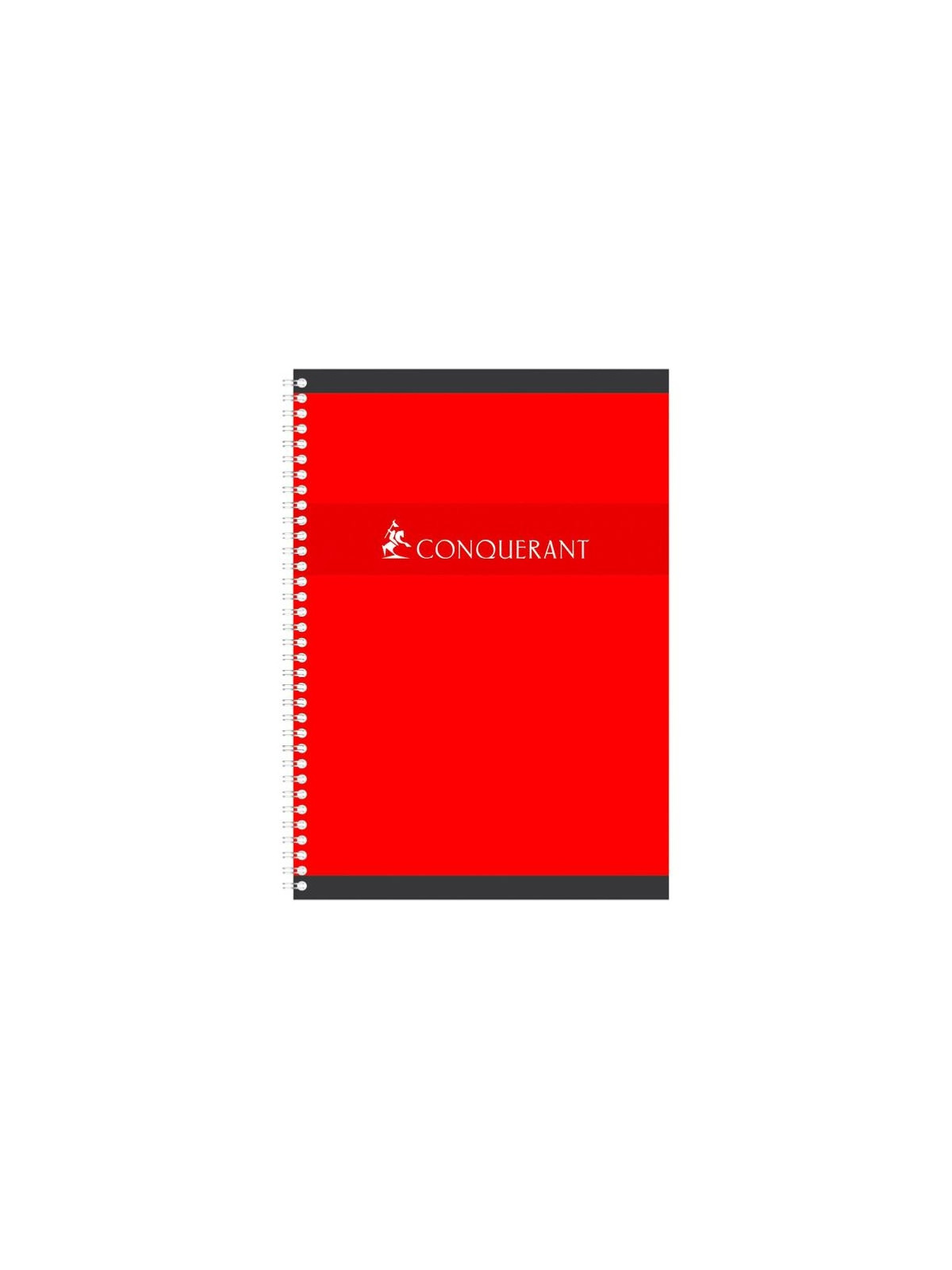 Cahier Conquérant spirale A4 21 x 29,7 cm 100 pages quadrillé 5x5 - Le lot de 5