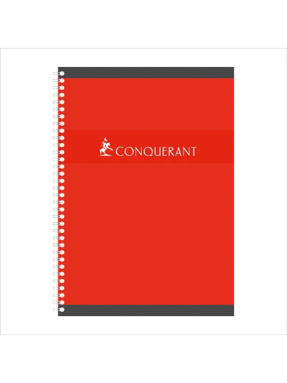 Cahier Conquérant A4+ - 24x32cm - Spirale 180p - Ligné & margé - Le lot de 5