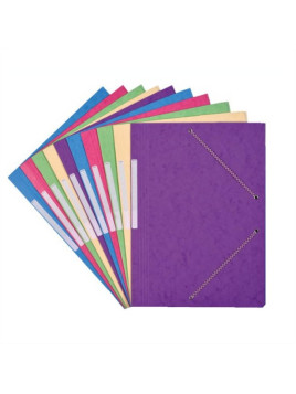 Chemises à élastiques 3 rabats A4 carte lustrée - 390g - Couleurs pastel assorties - Le lot de 10