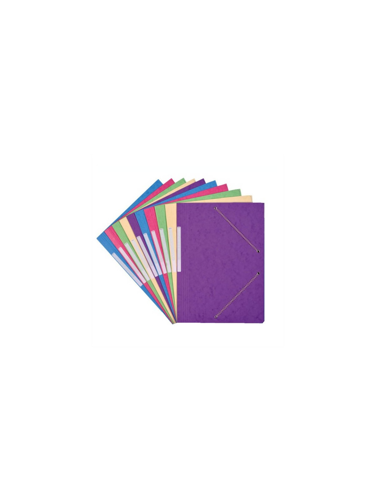 Chemises à élastiques 3 rabats A4 carte lustrée - 390g - Couleurs pastel assorties - Le lot de 10