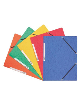 Chemise à élastiques sans rabat avec étiquette A4 - Carte lustrée 390g - Coloris assortis - Le lot de 10