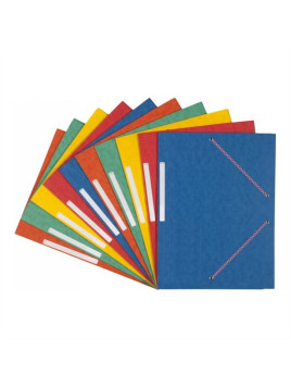 Chemises à élastiques 3 rabats A4 lustrée 390g - Couleurs classiques assorties - le lot de 10