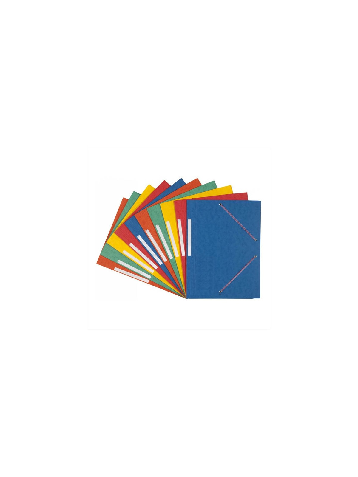 Chemises à élastiques 3 rabats A4 lustrée 390g - Couleurs classiques assorties - le lot de 10