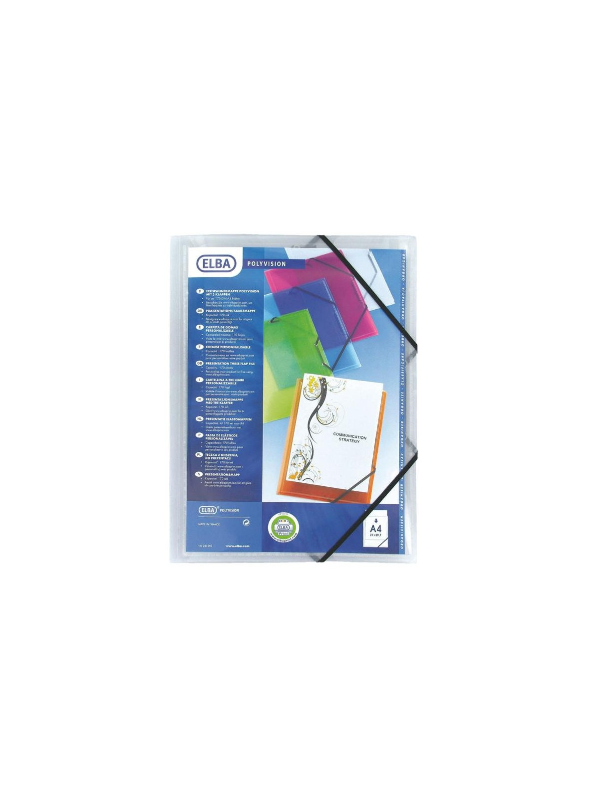 Chemise à élastiques 3 rabats A4 polypro personnalisable
