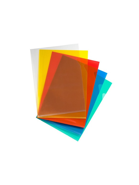 Pochettes coin polypro A4 couleur 9/100e - Grainées - Lot de 100 assorties