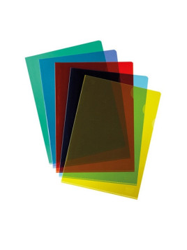 Pochettes coin polypro A4 couleur 14/100e - Lisses - Lot de 20 assorties